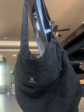 Top Paw Black Suede Shoulder Tote Bag